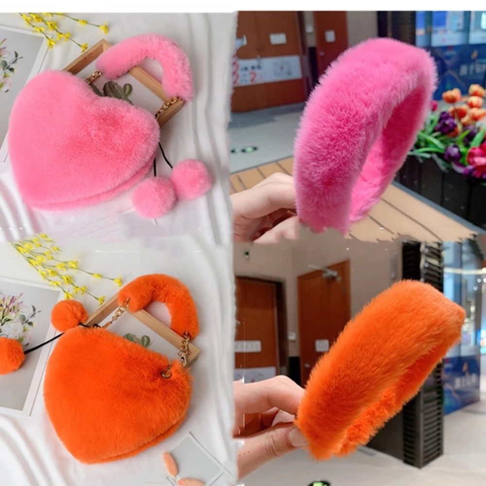 Plush Heart Purse and Headband